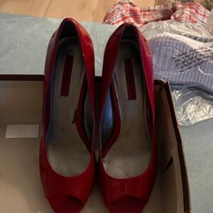 Red Peep-Toe Heels